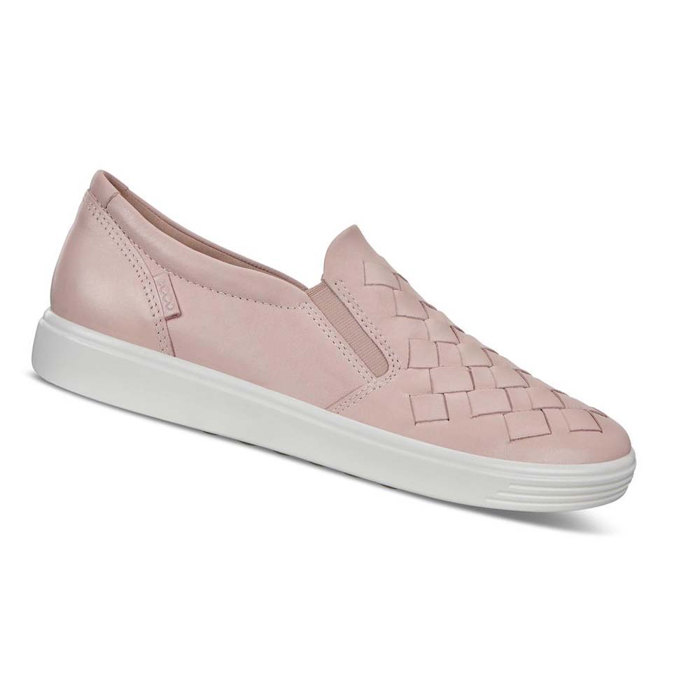 Women\'s Ecco Soft 7 Woven Casual Shoes Pink | Canada 82OKI